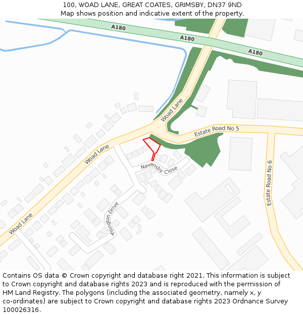 100, WOAD LANE, GREAT COATES, GRIMSBY, DN37 9ND: Location map and indicative extent of plot