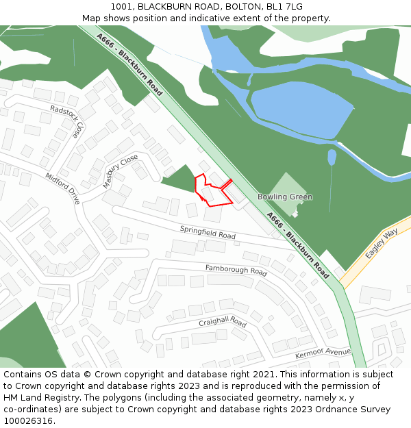 1001, BLACKBURN ROAD, BOLTON, BL1 7LG: Location map and indicative extent of plot