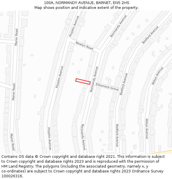 100A, NORMANDY AVENUE, BARNET, EN5 2HS: Location map and indicative extent of plot