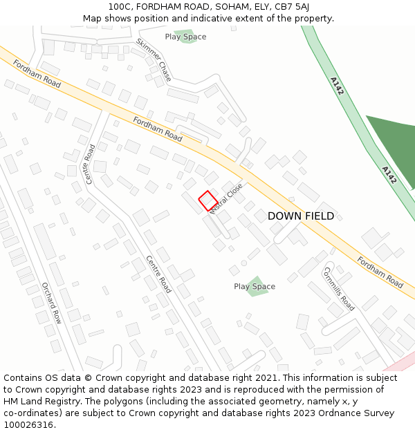 100C, FORDHAM ROAD, SOHAM, ELY, CB7 5AJ: Location map and indicative extent of plot