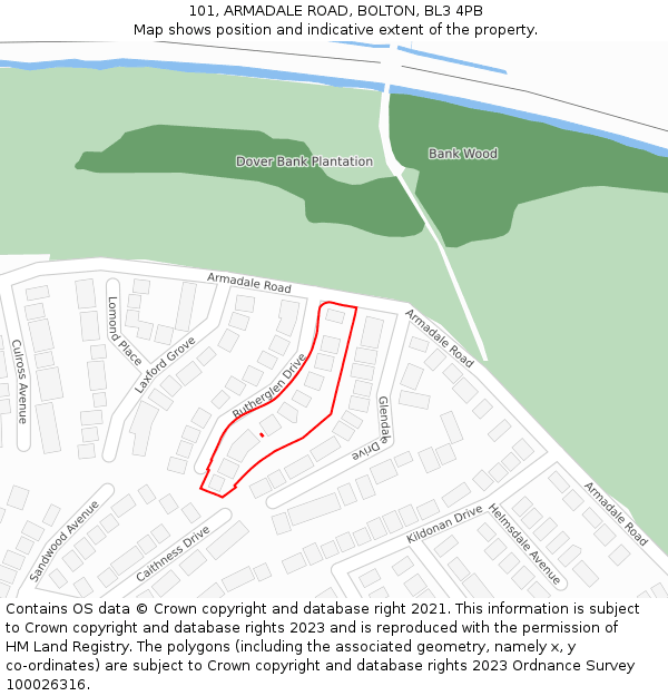 101, ARMADALE ROAD, BOLTON, BL3 4PB: Location map and indicative extent of plot