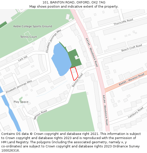 101, BAINTON ROAD, OXFORD, OX2 7AG: Location map and indicative extent of plot