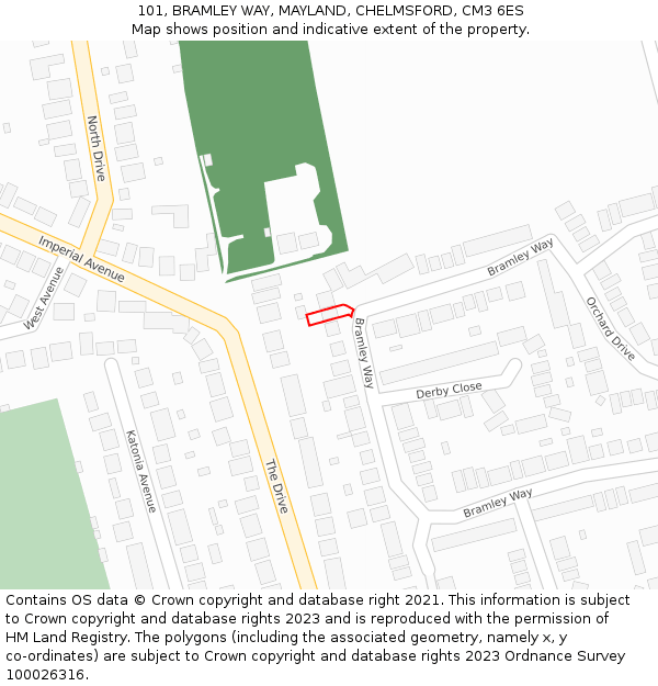 101, BRAMLEY WAY, MAYLAND, CHELMSFORD, CM3 6ES: Location map and indicative extent of plot