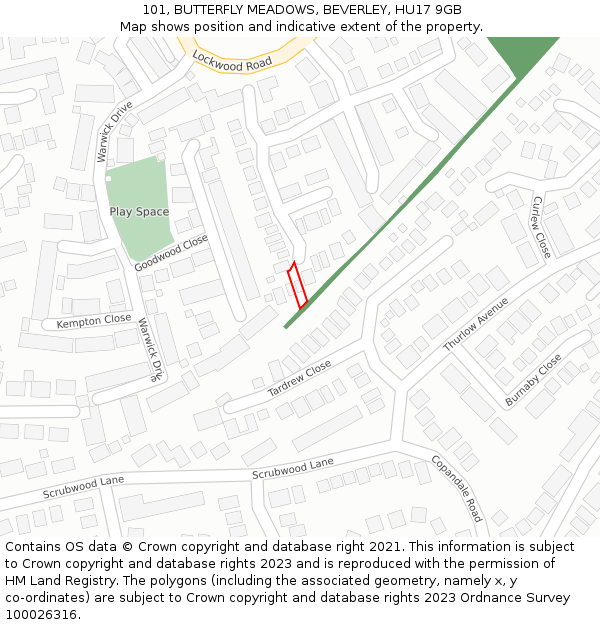 101, BUTTERFLY MEADOWS, BEVERLEY, HU17 9GB: Location map and indicative extent of plot