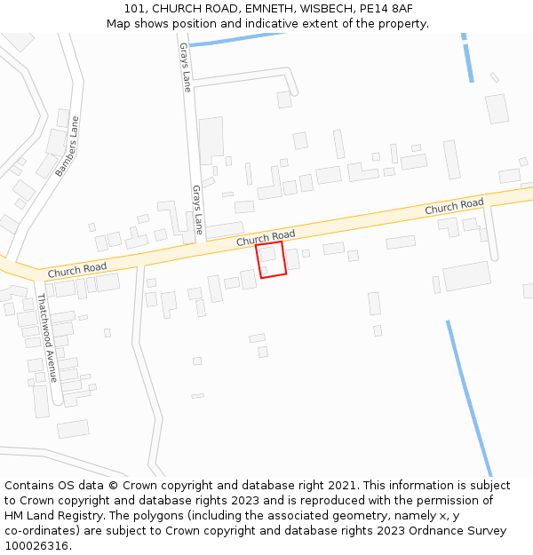 101, CHURCH ROAD, EMNETH, WISBECH, PE14 8AF: Location map and indicative extent of plot