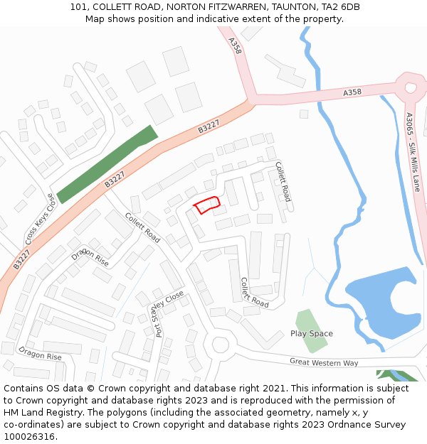 101, COLLETT ROAD, NORTON FITZWARREN, TAUNTON, TA2 6DB: Location map and indicative extent of plot