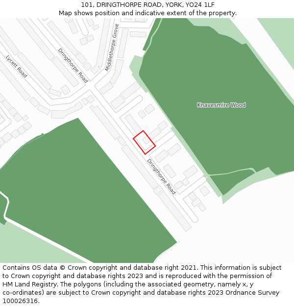 101, DRINGTHORPE ROAD, YORK, YO24 1LF: Location map and indicative extent of plot