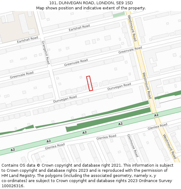 101, DUNVEGAN ROAD, LONDON, SE9 1SD: Location map and indicative extent of plot