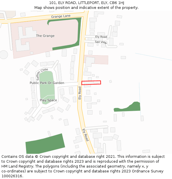 101, ELY ROAD, LITTLEPORT, ELY, CB6 1HJ: Location map and indicative extent of plot