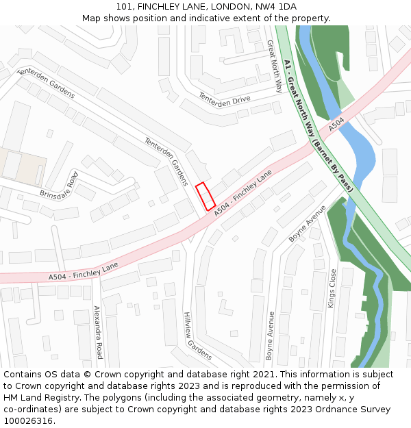 101, FINCHLEY LANE, LONDON, NW4 1DA: Location map and indicative extent of plot