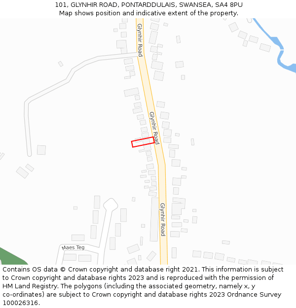 101, GLYNHIR ROAD, PONTARDDULAIS, SWANSEA, SA4 8PU: Location map and indicative extent of plot