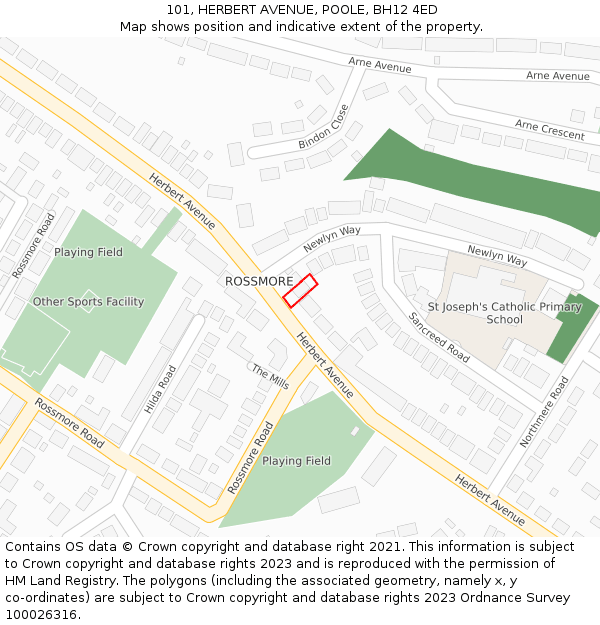 101, HERBERT AVENUE, POOLE, BH12 4ED: Location map and indicative extent of plot