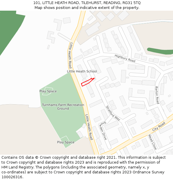101, LITTLE HEATH ROAD, TILEHURST, READING, RG31 5TQ: Location map and indicative extent of plot