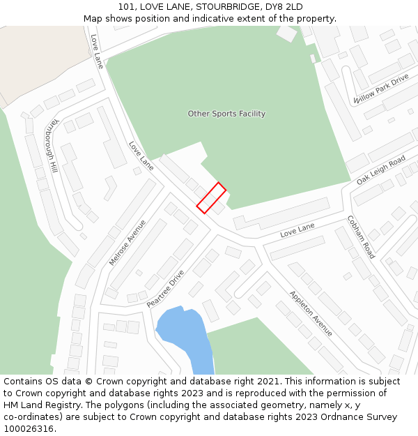 101, LOVE LANE, STOURBRIDGE, DY8 2LD: Location map and indicative extent of plot