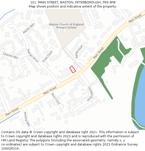 101, MAIN STREET, BASTON, PETERBOROUGH, PE6 9PB: Location map and indicative extent of plot