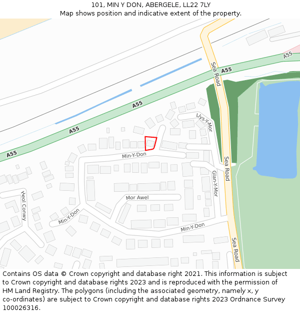 101, MIN Y DON, ABERGELE, LL22 7LY: Location map and indicative extent of plot