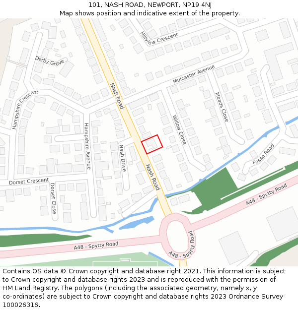 101, NASH ROAD, NEWPORT, NP19 4NJ: Location map and indicative extent of plot