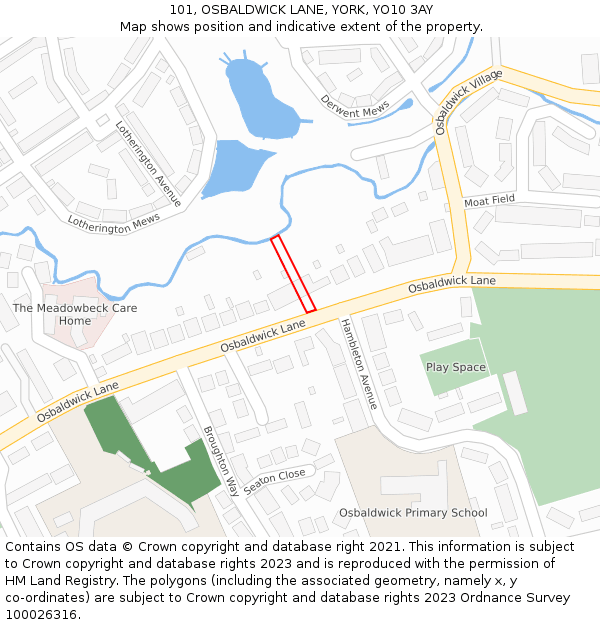 101, OSBALDWICK LANE, YORK, YO10 3AY: Location map and indicative extent of plot