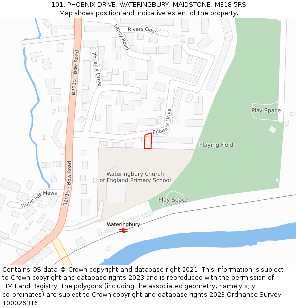 101, PHOENIX DRIVE, WATERINGBURY, MAIDSTONE, ME18 5RS: Location map and indicative extent of plot