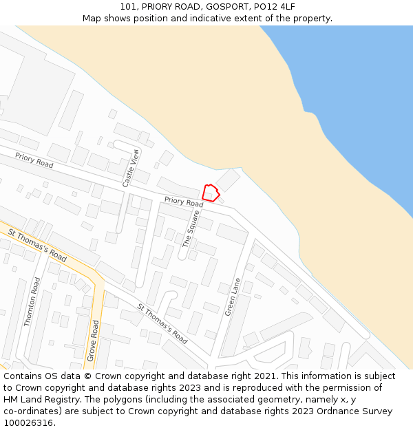 101, PRIORY ROAD, GOSPORT, PO12 4LF: Location map and indicative extent of plot