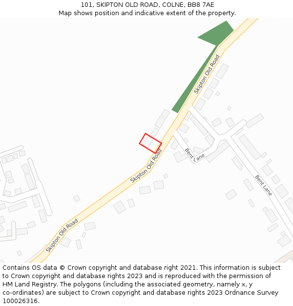 101, SKIPTON OLD ROAD, COLNE, BB8 7AE: Location map and indicative extent of plot