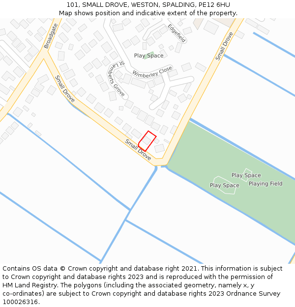 101, SMALL DROVE, WESTON, SPALDING, PE12 6HU: Location map and indicative extent of plot