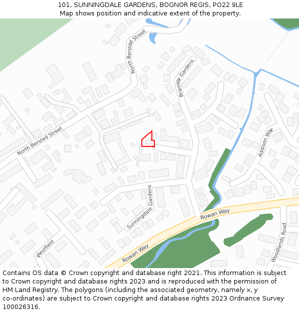 101, SUNNINGDALE GARDENS, BOGNOR REGIS, PO22 9LE: Location map and indicative extent of plot