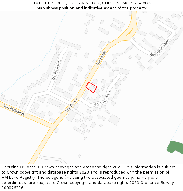 101, THE STREET, HULLAVINGTON, CHIPPENHAM, SN14 6DR: Location map and indicative extent of plot
