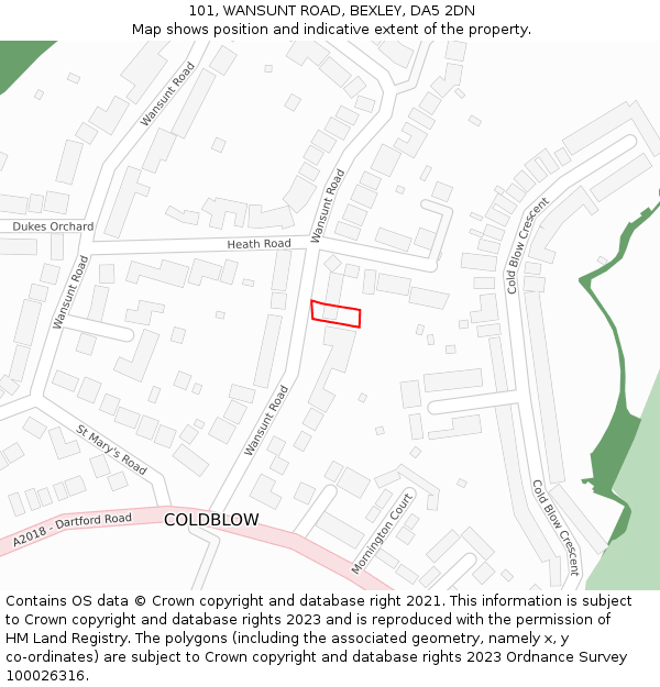 101, WANSUNT ROAD, BEXLEY, DA5 2DN: Location map and indicative extent of plot