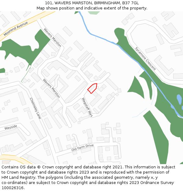 101, WAVERS MARSTON, BIRMINGHAM, B37 7GL: Location map and indicative extent of plot