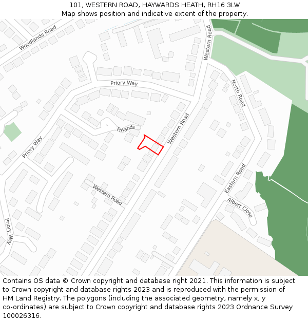 101, WESTERN ROAD, HAYWARDS HEATH, RH16 3LW: Location map and indicative extent of plot