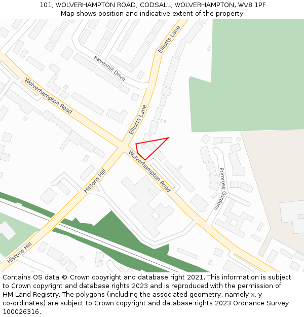 101, WOLVERHAMPTON ROAD, CODSALL, WOLVERHAMPTON, WV8 1PF: Location map and indicative extent of plot