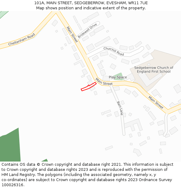 101A, MAIN STREET, SEDGEBERROW, EVESHAM, WR11 7UE: Location map and indicative extent of plot