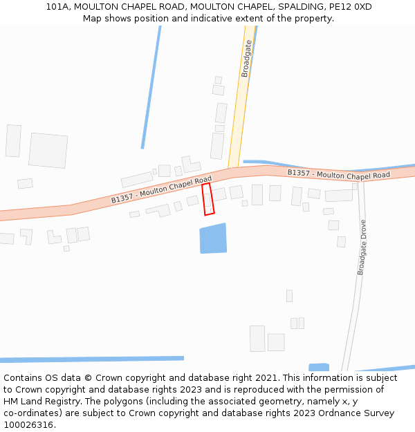 101A, MOULTON CHAPEL ROAD, MOULTON CHAPEL, SPALDING, PE12 0XD: Location map and indicative extent of plot