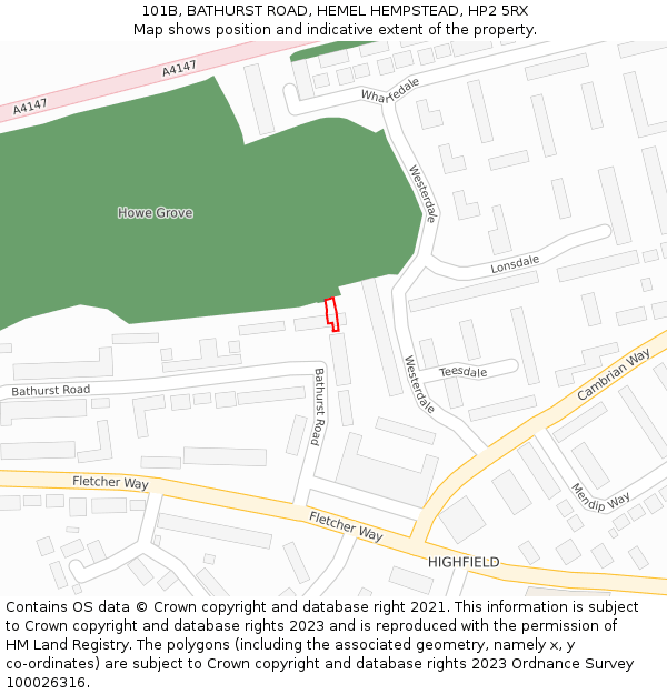 101B, BATHURST ROAD, HEMEL HEMPSTEAD, HP2 5RX: Location map and indicative extent of plot