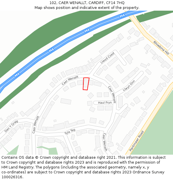 102, CAER WENALLT, CARDIFF, CF14 7HQ: Location map and indicative extent of plot