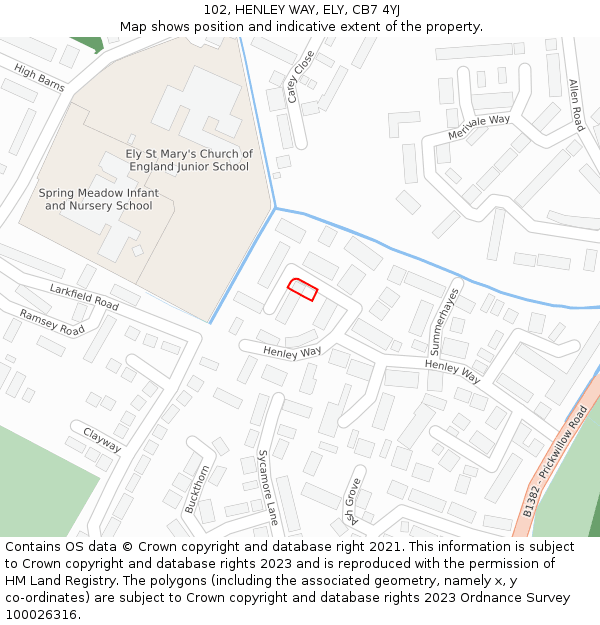 102, HENLEY WAY, ELY, CB7 4YJ: Location map and indicative extent of plot