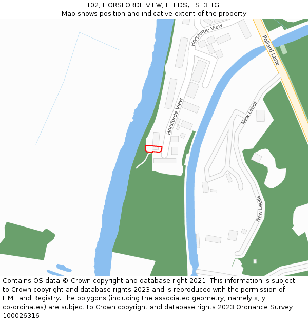102, HORSFORDE VIEW, LEEDS, LS13 1GE: Location map and indicative extent of plot