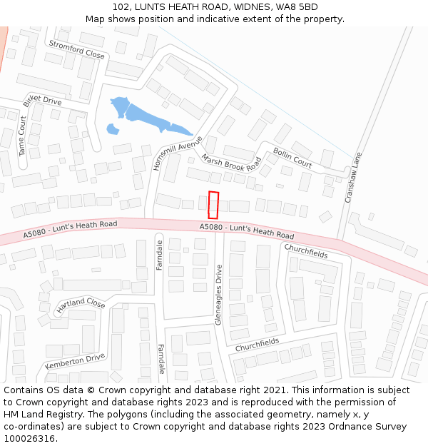 102, LUNTS HEATH ROAD, WIDNES, WA8 5BD: Location map and indicative extent of plot