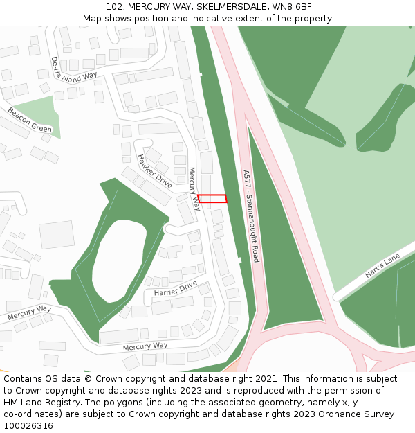 102, MERCURY WAY, SKELMERSDALE, WN8 6BF: Location map and indicative extent of plot