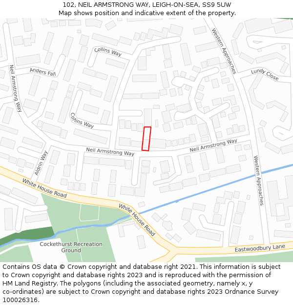 102, NEIL ARMSTRONG WAY, LEIGH-ON-SEA, SS9 5UW: Location map and indicative extent of plot