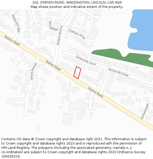 102, STATION ROAD, WADDINGTON, LINCOLN, LN5 9QS: Location map and indicative extent of plot