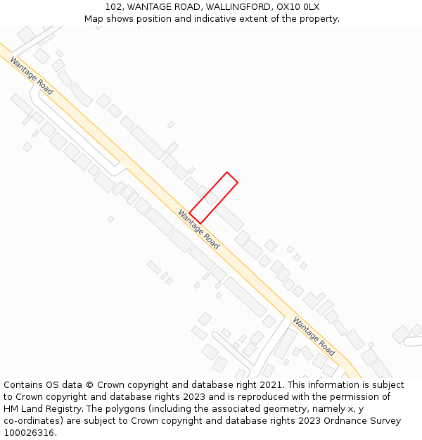 102, WANTAGE ROAD, WALLINGFORD, OX10 0LX: Location map and indicative extent of plot