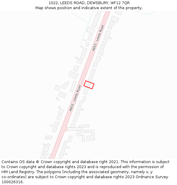 1022, LEEDS ROAD, DEWSBURY, WF12 7QR: Location map and indicative extent of plot