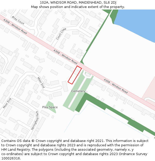 102A, WINDSOR ROAD, MAIDENHEAD, SL6 2DJ: Location map and indicative extent of plot