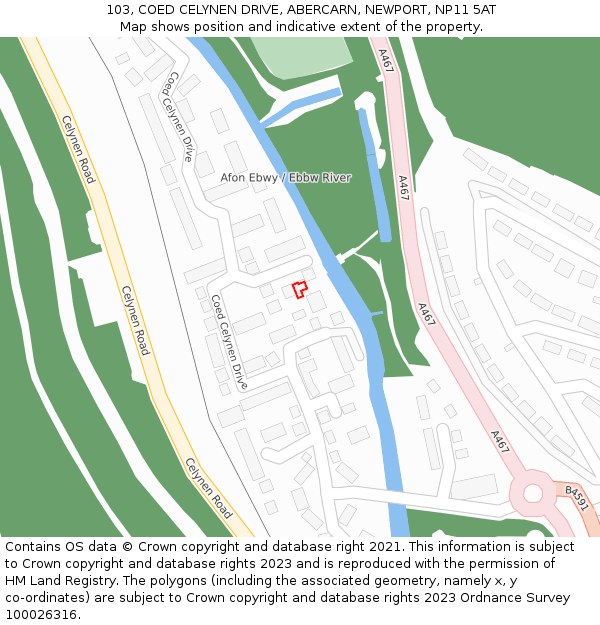 103, COED CELYNEN DRIVE, ABERCARN, NEWPORT, NP11 5AT: Location map and indicative extent of plot