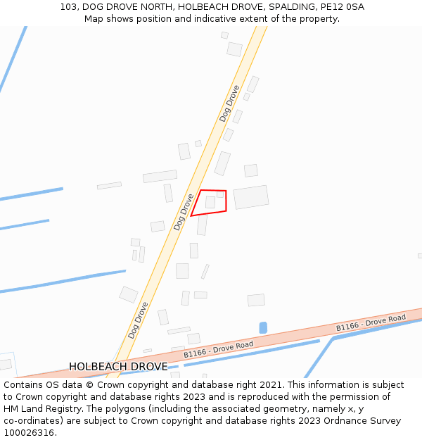 103, DOG DROVE NORTH, HOLBEACH DROVE, SPALDING, PE12 0SA: Location map and indicative extent of plot