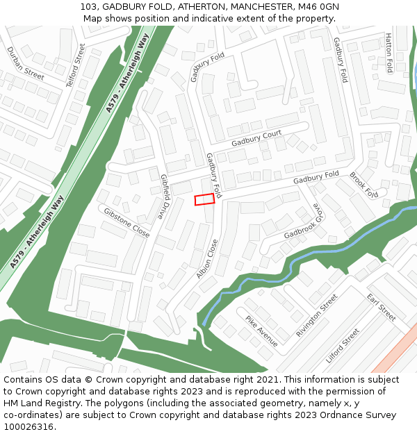 103, GADBURY FOLD, ATHERTON, MANCHESTER, M46 0GN: Location map and indicative extent of plot