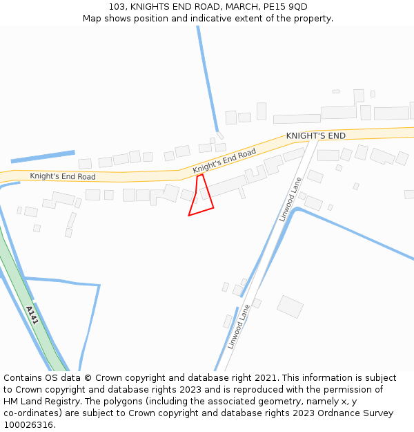 103, KNIGHTS END ROAD, MARCH, PE15 9QD: Location map and indicative extent of plot