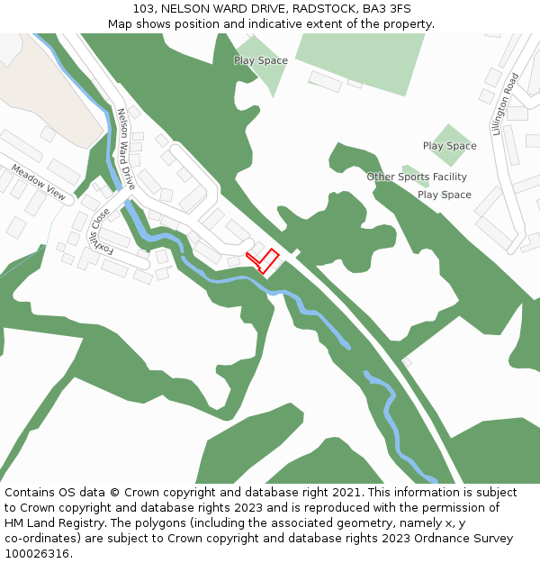 103, NELSON WARD DRIVE, RADSTOCK, BA3 3FS: Location map and indicative extent of plot